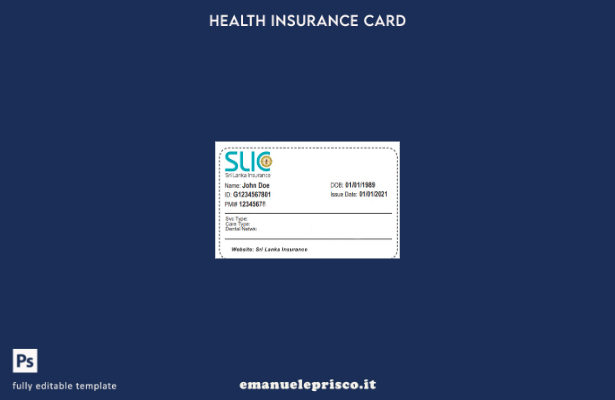 modello di tessera di assicurazione sanitaria dello Sri Lanka in stile verificat